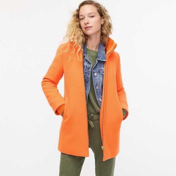 New 8P J Crew neon tangelo lodge coat - Picture 8 of 10